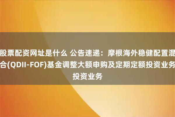 股票配资网址是什么 公告速递：摩根海外稳健配置混合(QDII-FOF)基金调整大额申购及定期定额投资业务